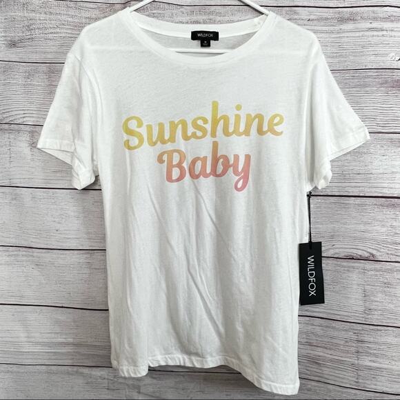 WILDFOX Womens Short Sleeve "Sunshine Baby" Graphic Tee Sz M - Picture 1 of 7